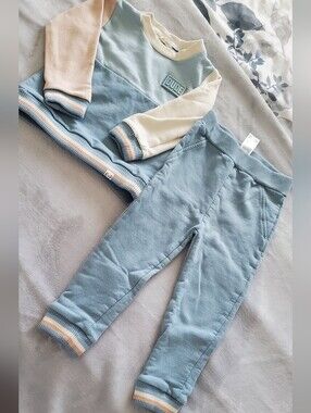 Kit + Pearl Toddler Blue Jogger Set Size 2T Sweatshirt & Pants Outfit